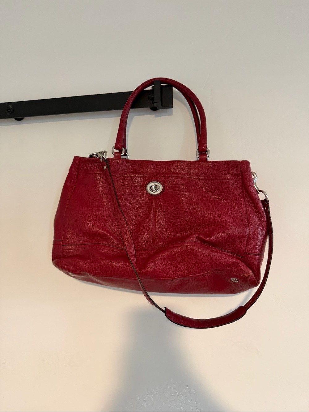 Coach Park Brick Red Pebble Leather Large Carryall